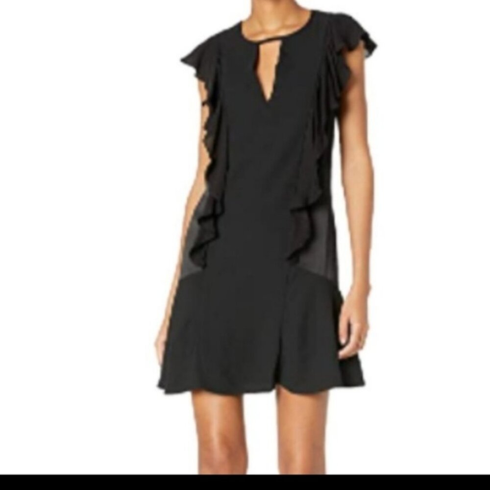 Parker Toni Dress - 100% Silk, Black, Ruffle Cocktail dress